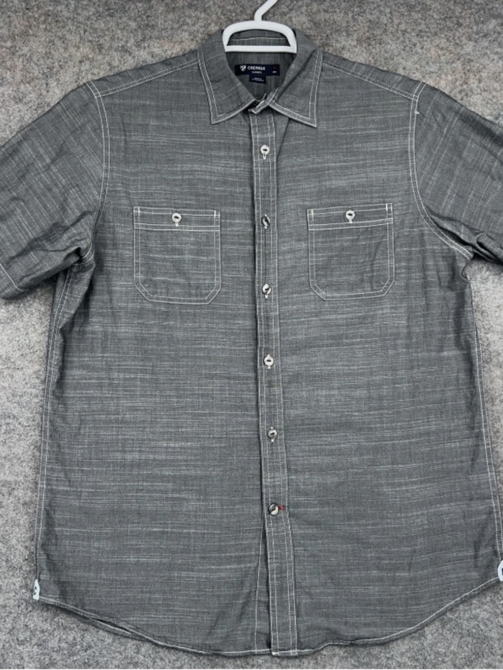 Daniel Cremieux Gray Short-Sleeve Button-Down with Contrast Stitching